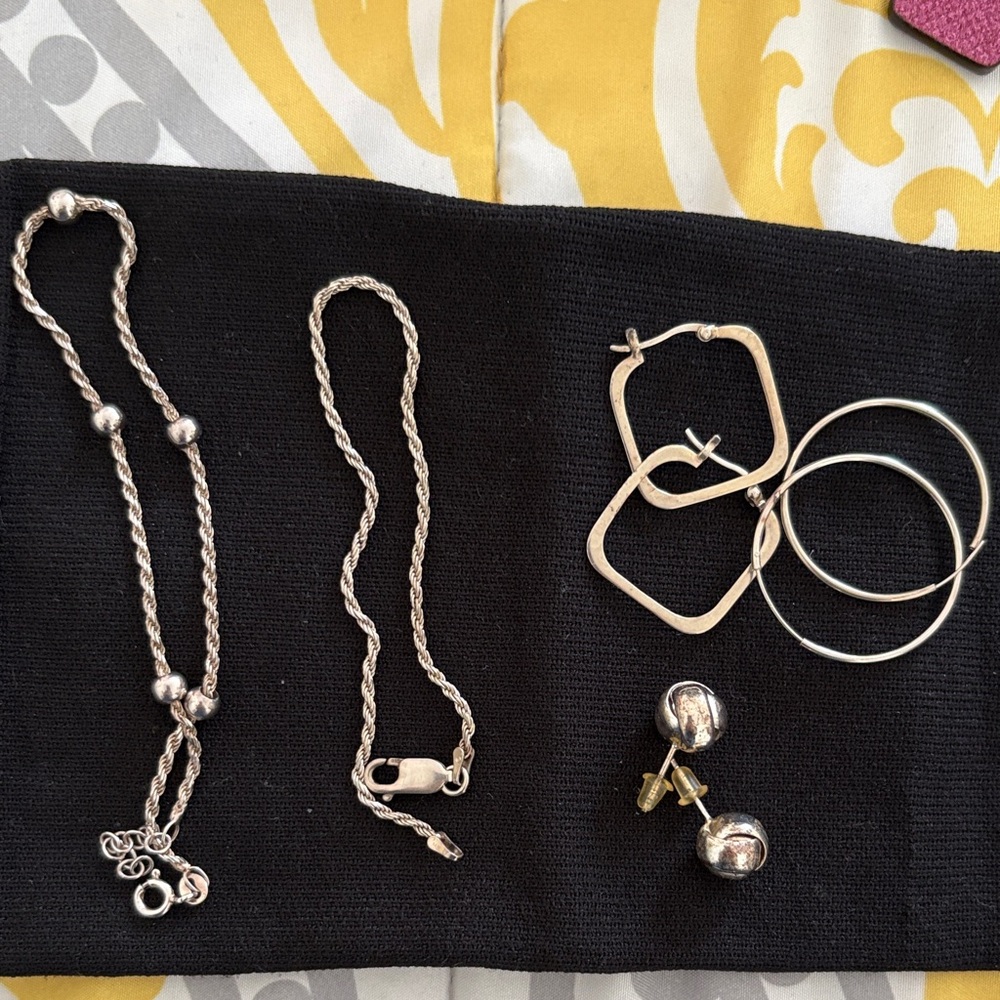 Sterling Silver Mixed Jewelry Set - Silver Necklaces & Earrings